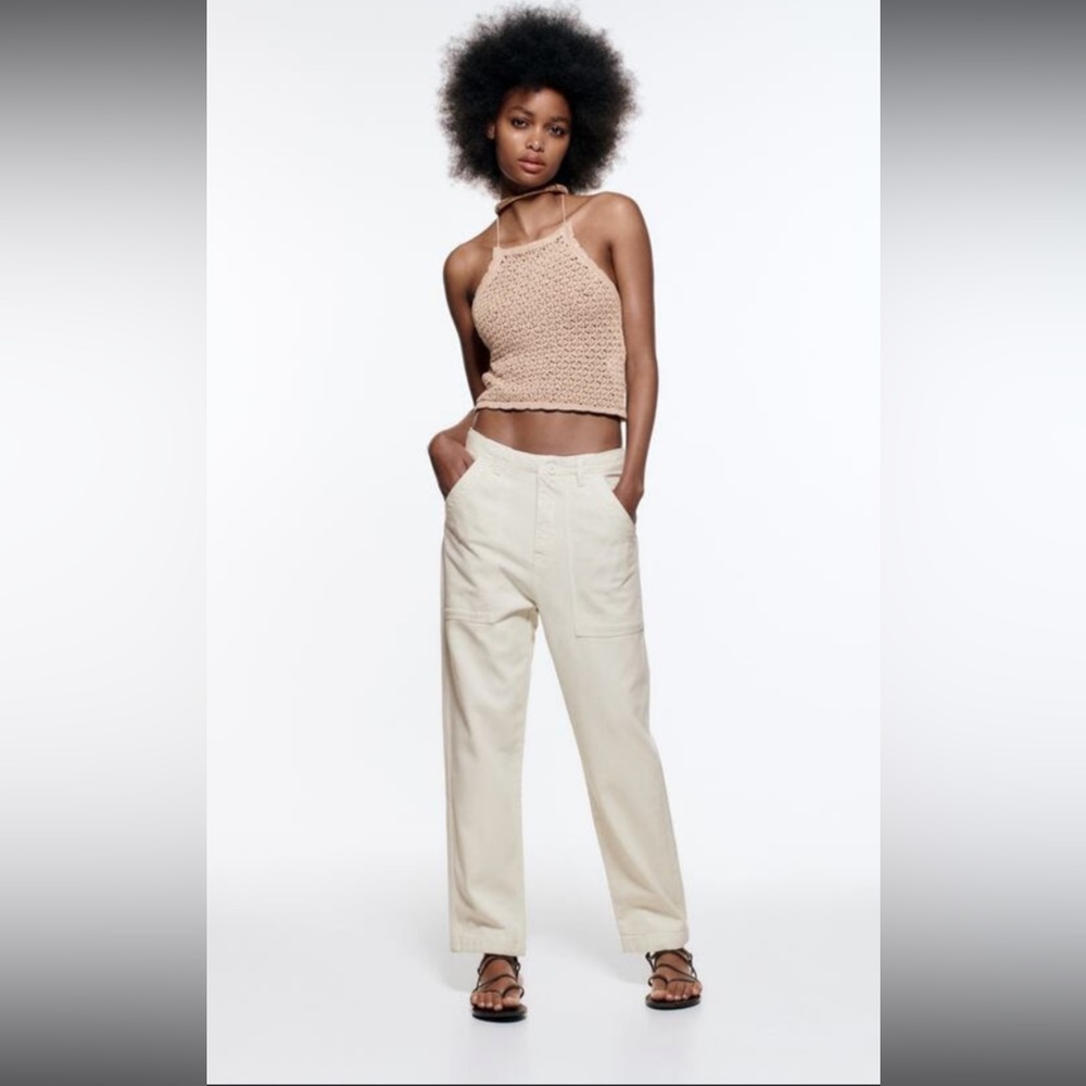 ZARA White/Cream Cargo pants- WORN ONCE